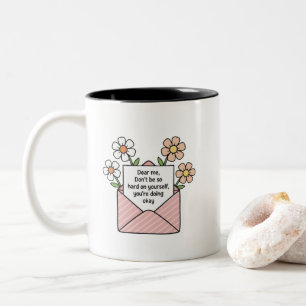 Selbstliebe Florales Umschlag Zitat Illustration Zweifarbige Tasse