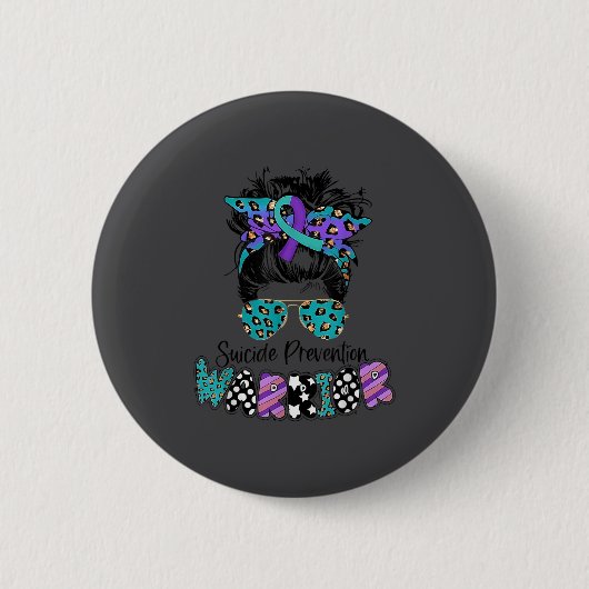 Selbstmord-Bewusstsein Shirt Messy Bun Haar Selbst Button (Vorderseite)