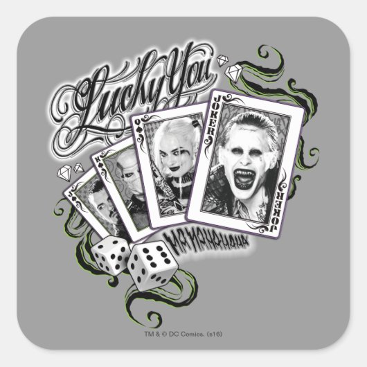 Selbstmord-Gruppe | "glücklich Sie" Spielkarten Quadratischer Aufkleber (Vorderseite)