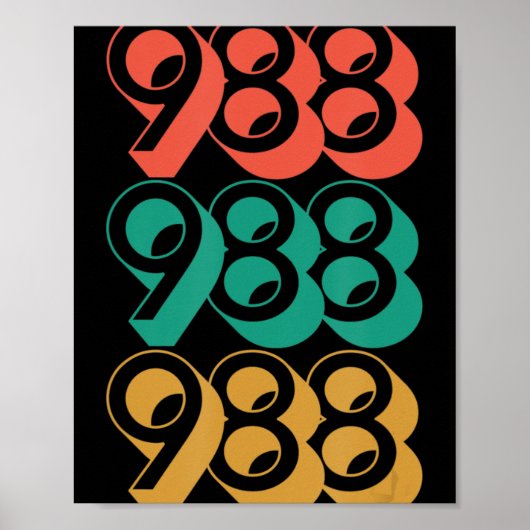 Selbstmordbewusstsein - 988 - Suizidprävention 988 Poster (Vorne)