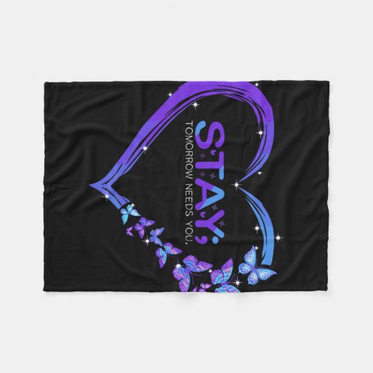 Selbstmordbewusstsein Bleibe Morgen braucht Schmet Fleecedecke (Vorderseite (Horizontal))