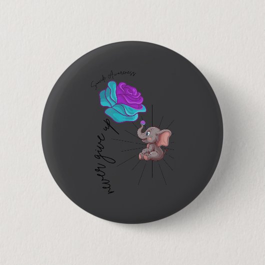 Selbstmordbewusstsein-Blumen-Elefant-Band-Grafik  Button (Vorderseite)