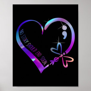 Selbstmordbewusstsein Ribbon Mental Health Positiv Poster