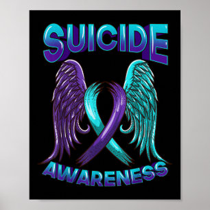 Selbstmordbewusstsein Ribbon mit Flügeln Suizid Üb Poster