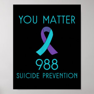 Selbstmordbewusstsein - Shirt 988 - Suizidpräventi Poster