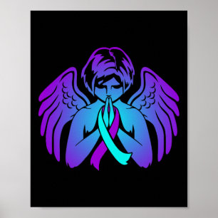Selbstmordbewusstsein Wings Angel Ribbon Happy Sup Poster
