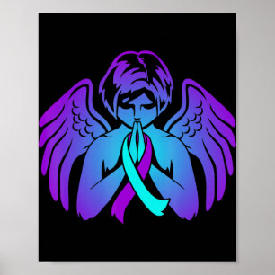 Selbstmordbewusstsein Wings Angel Ribbon Happy Sup Poster