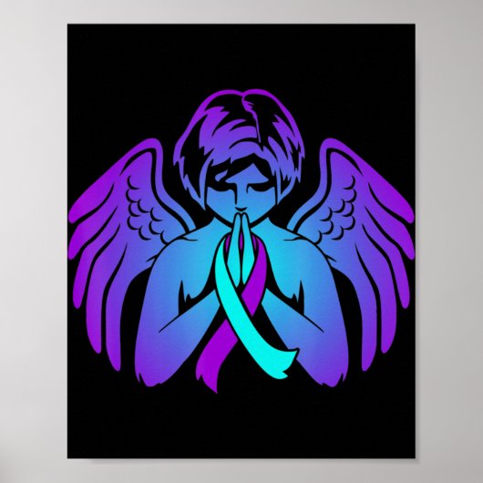 Selbstmordbewusstsein Wings Angel Ribbon Happy Sup Poster (Vorne)
