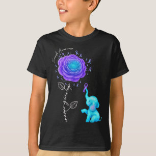 Selbstmordprävention Türkis Lila Blume Elephant Ri T-Shirt