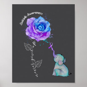 Selbstmordpräventions-Bewusstseins-Blumen-Elefant Poster