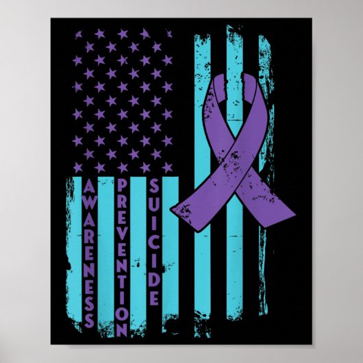 Selbstmordpräventions-Bewusstseins-Schleife USA Am Poster (Vorne)