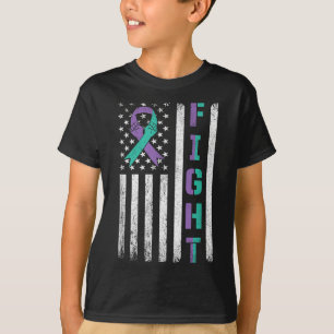 Selbstmordpräventions-Bewusstseinsflagge in Türkis T-Shirt