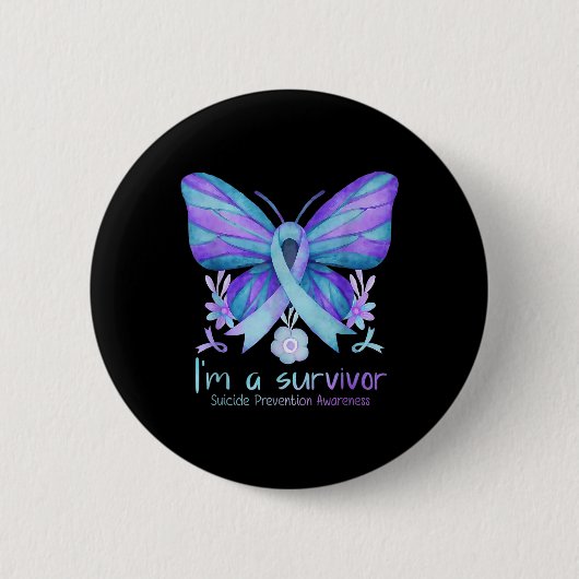 Selbstmordpräventions-Woche Schmetterling Ich bin Button (Vorderseite)