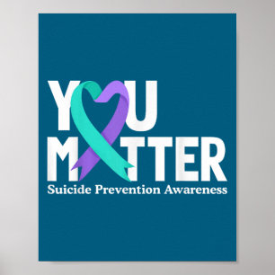 Selbstmordpräventionsbewusstsein Teal & Purpur Poster