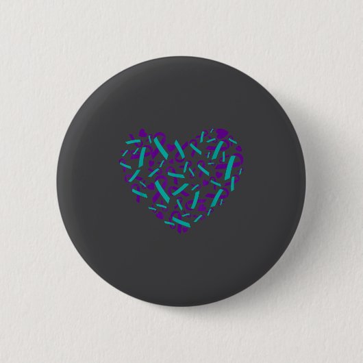 Selbstmordpräventionsbewusstsein Türkis & Lila Ban Button (Vorderseite)