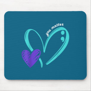 Selbstmordpräventionsbewusstsein Türkis Lila Herz Mousepad