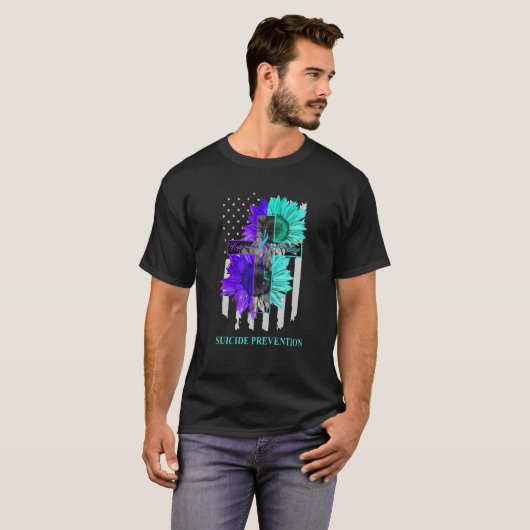 Selbstmordverhütung Bewusstsein Cross Faith Hope L T-Shirt (Vorne ganz)