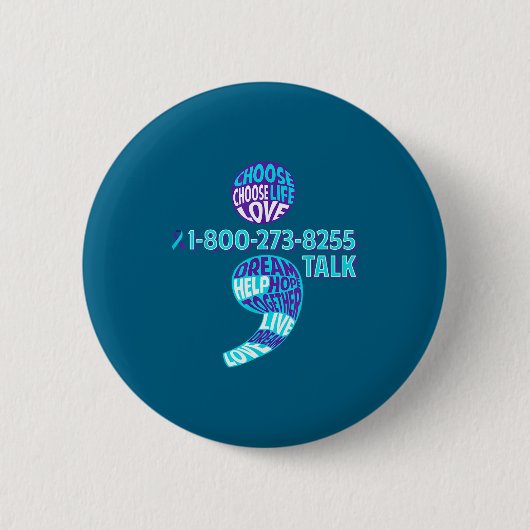 Selbstmordverhütungsshirt Semikolon Psychische Ges Button (Vorderseite)