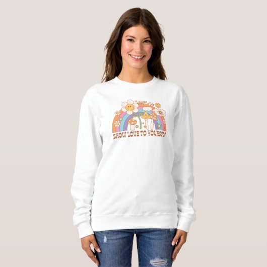 Selbstpflege Sweatshirt Trendy Retro Good Vibes Fr (Vorne ganz)