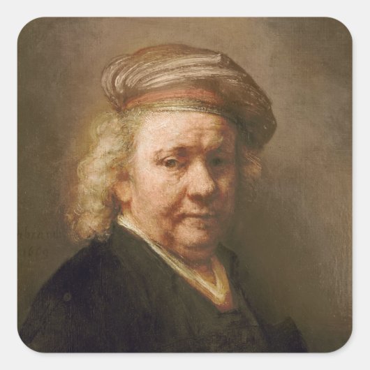 Selbstportrait, 1669 quadratischer aufkleber (Vorderseite)
