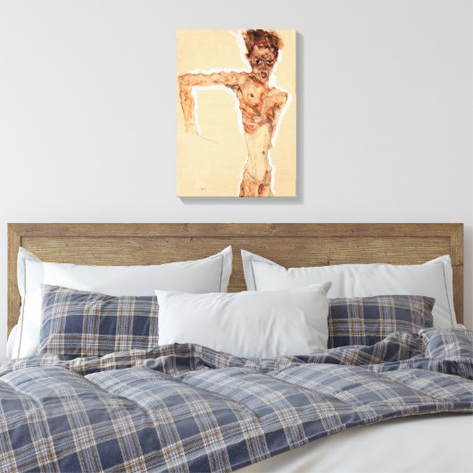 Selbstportrait (1911) | Egon Schiele | Leinwanddruck (Insitu (Schlafzimmer))