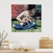 "Selbstportrait 1974" Bild meines Hundes und ich Poster (Küche)