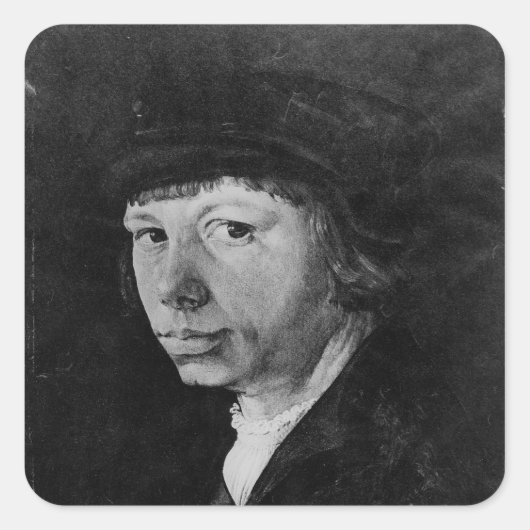 Selbstportrait 2 quadratischer aufkleber (Vorderseite)