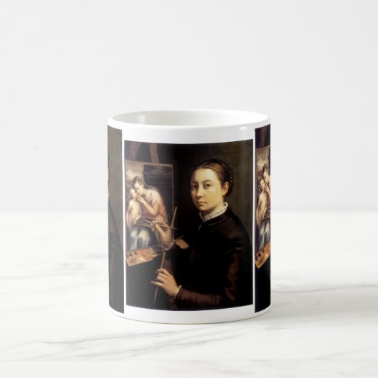 Selbstportrait am Easel Kaffeetasse (Mittel)