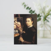 Selbstportrait am Easel Postkarte (Stehend Vorderseite)