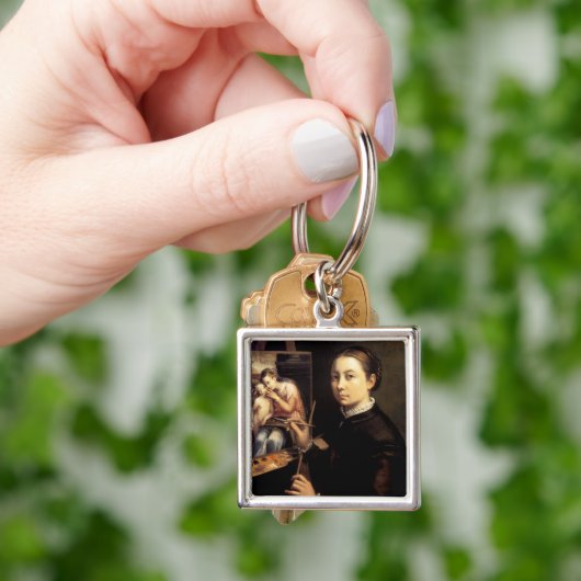 Selbstportrait am Easel Schlüsselanhänger (Hand)