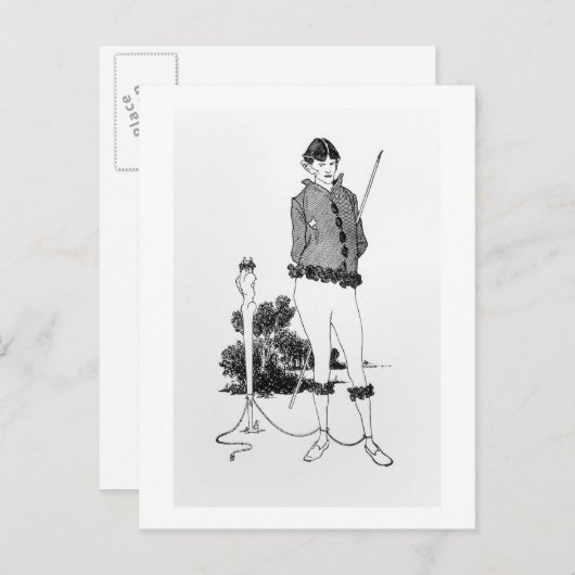 Selbstportrait An eine Herm geklebt (Gravur) (b&w  Postkarte (Vorne/Hinten)