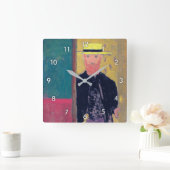 Selbstportrait (Bartter Mann), Edouard Vuillard Quadratische Wanduhr (Zuhause)