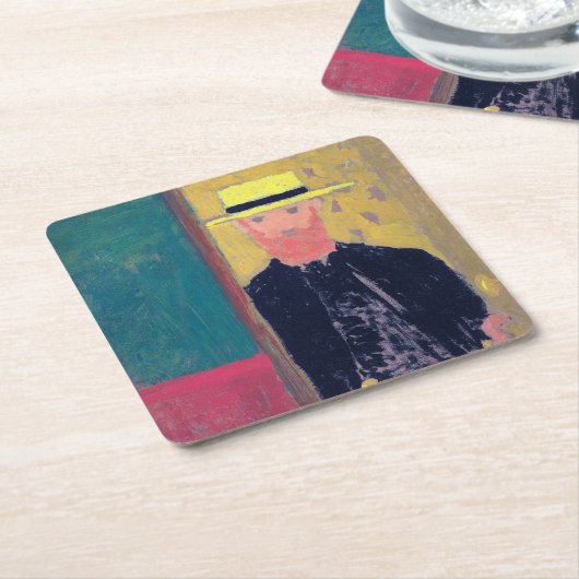 Selbstportrait (Bartter Mann), Edouard Vuillard Rechteckiger Pappuntersetzer (angewinkelt)