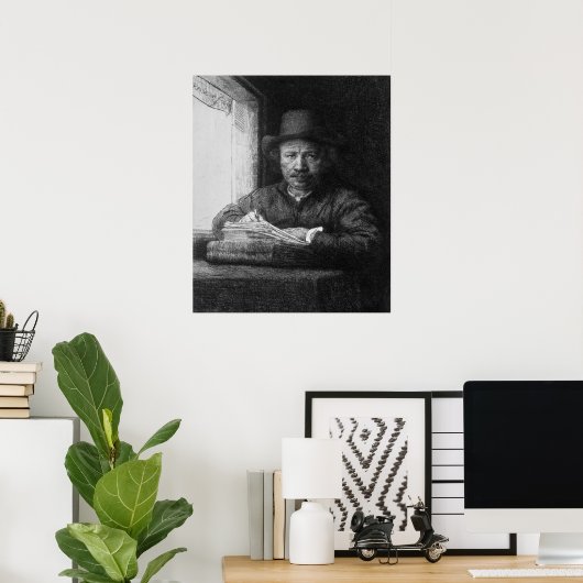 Selbstportrait beim zeichn, 1648 poster (Heimbüro)
