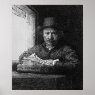 Selbstportrait beim zeichn, 1648 poster