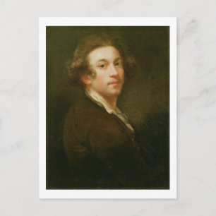 Selbstportrait, Blick über die rechte Schulter (Öl Postkarte