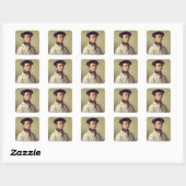 Selbstportrait, c.1840 quadratischer aufkleber (Blatt)