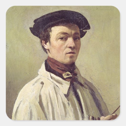 Selbstportrait, c.1840 quadratischer aufkleber (Vorderseite)