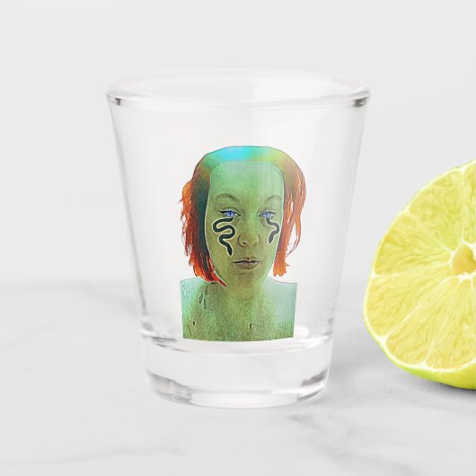 Selbstportrait der Schlange Schnapsglas (Vorderseite)
