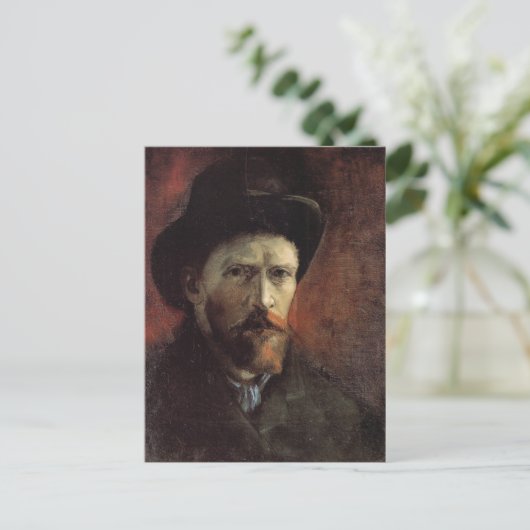 Selbstportrait, dunkler Filzhut, Van Gogh Fine Art Postkarte (Stehend Vorderseite)