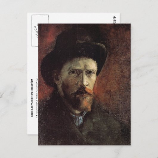 Selbstportrait, dunkler Filzhut, Van Gogh Fine Art Postkarte (Vorne/Hinten)