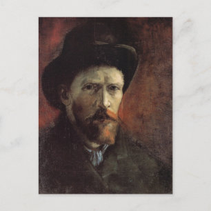 Selbstportrait, dunkler Filzhut, Van Gogh Fine Art Postkarte