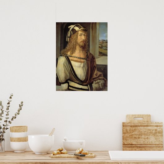 Selbstportrait (Durer 1498) Poster (Küche)