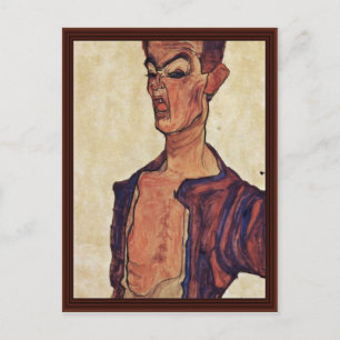 Selbstportrait eines von Schiele Egon durchbohrten Postkarte