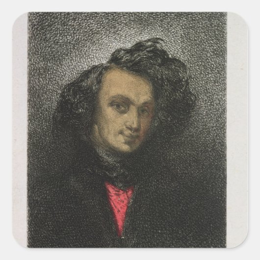 Selbstportrait, für "Hernani" gekleidet Quadratischer Aufkleber (Vorderseite)