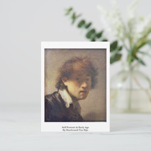 Selbstportrait im frühen Alter von Rembrandt Van R Postkarte (Stehend Vorderseite)