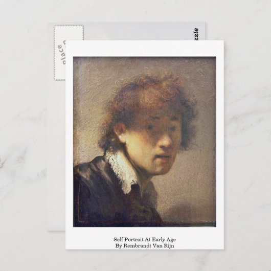 Selbstportrait im frühen Alter von Rembrandt Van R Postkarte (Vorne/Hinten)