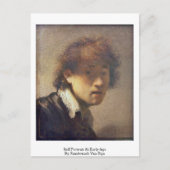 Selbstportrait im frühen Alter von Rembrandt Van R Postkarte (Vorderseite)