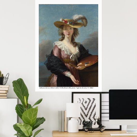 Selbstportrait in einem Strohhut 1782 Poster (Heimbüro)