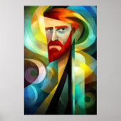 Selbstportrait - Kubist Inspiriert von Van Gogh Poster (Vorne)